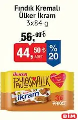 ÜLKER İKRAM FINDIK KREMALI BİSKÜVİ 3X84 G fiyat ve kampanya bilgisi